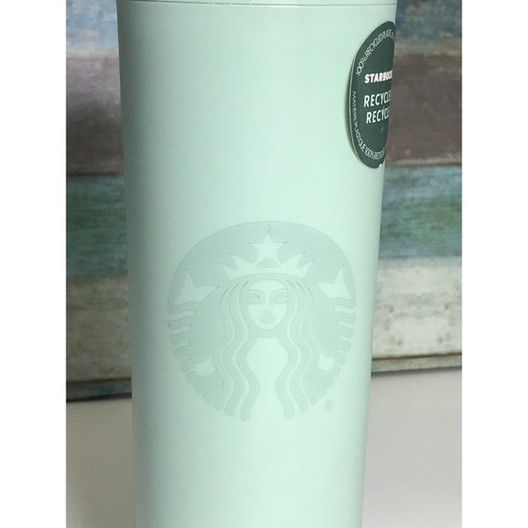 Starbucks 2020 Recycled Eco-friendly Matte Mint Green 16oz Hot Tumbler Used  - Picture 2 of 11